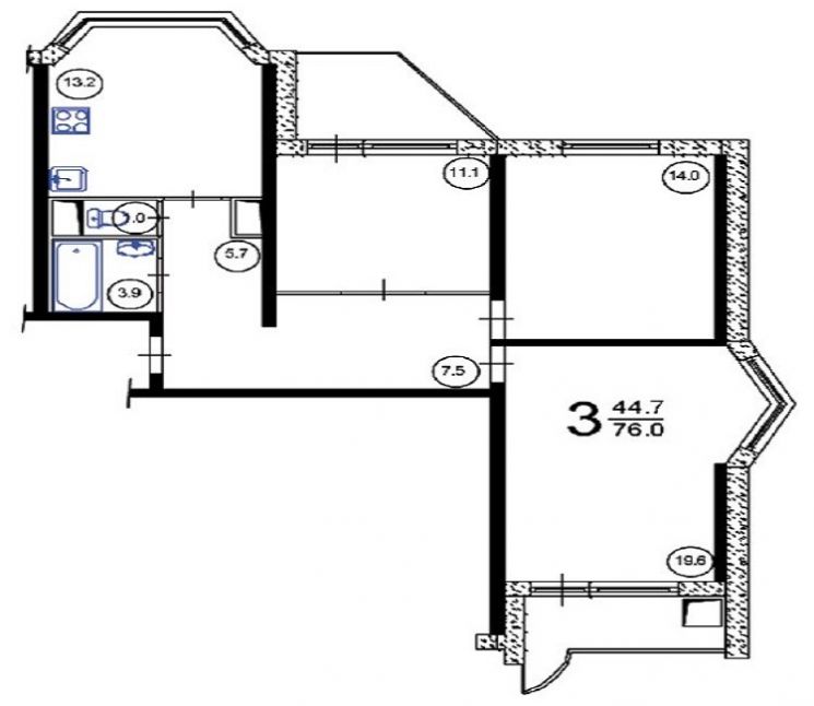 Дизайн панельной трехкомнатной квартиры п44т