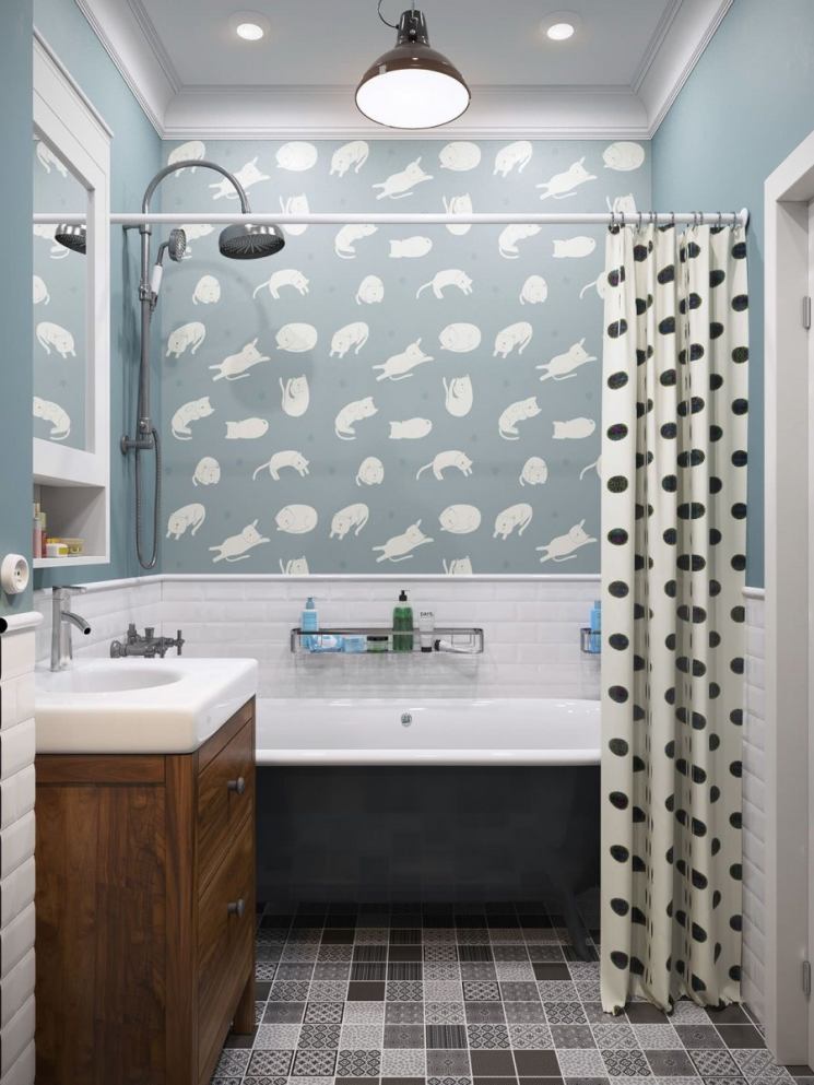 Фото: Дизайн ванной комнаты - Интерьер квартиры в классическом стиле в ЖК «�Времена года», 61 кв.м.
